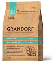 Сухой корм для собак Grandorf Probiotics Adult Medium & Maxi (4 вида мяса) 3 кг