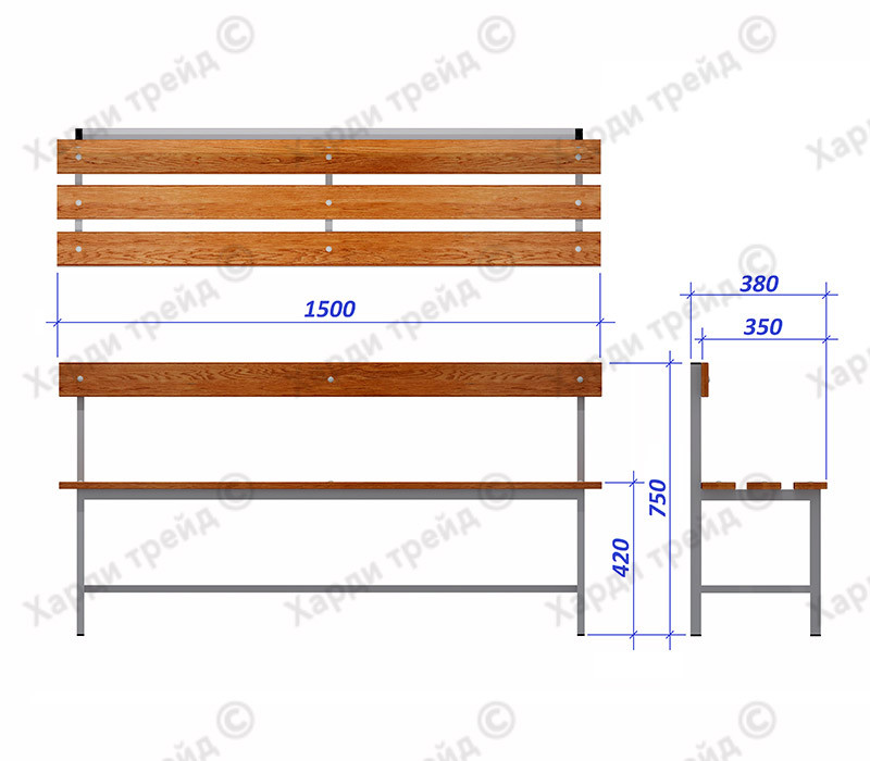 Скамья гардеробная со спинкой 1,5м - фото 2 - id-p53016907