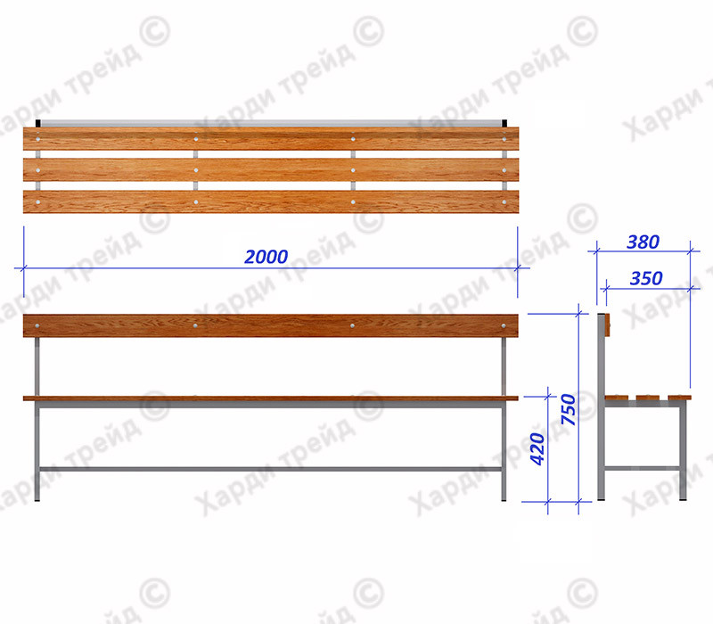 Скамья гардеробная со спинкой 2,0м - фото 2 - id-p203297597