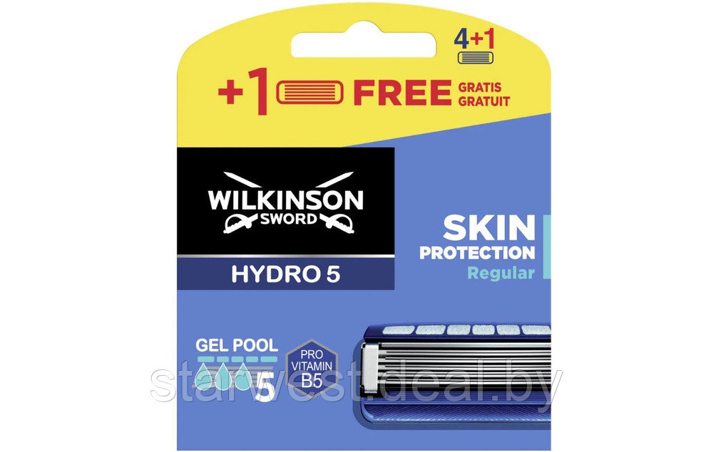 Wilkinson Sword / Schick Hydro 5 (4+1) 5 шт. Мужские сменные кассеты / лезвия для бритья - фото 1 - id-p203297870