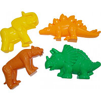 Формочки Полесье, 4шт тигр+мамонт+динозавр+динозавр
