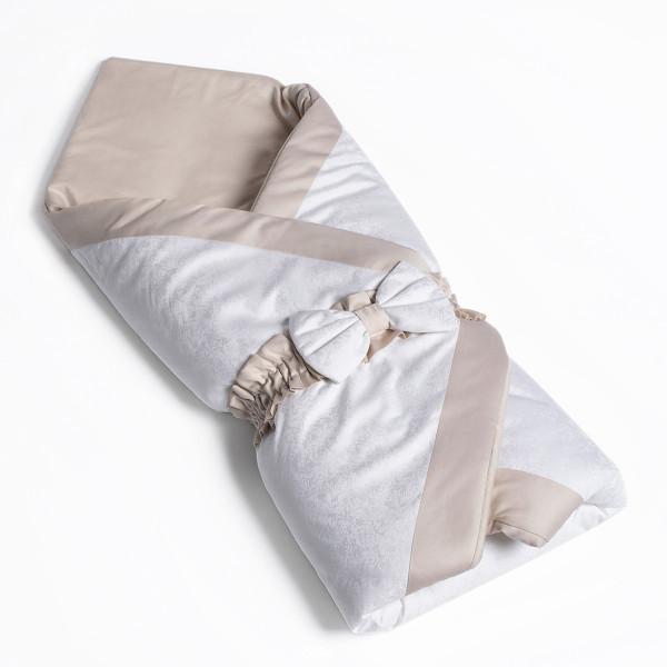 Конверт-одеяло Perina с бантом на выписку Бежево-белый одеяло 90х90см - фото 1 - id-p178649963