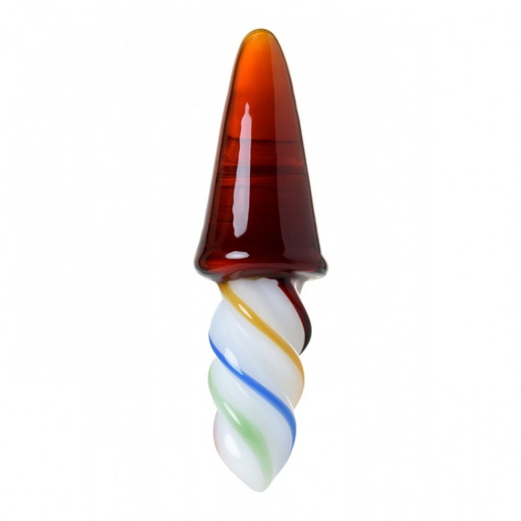 Двусторонний фаллоимитатор Sexus Glass, стекло, янтарно-разноцветный, 16 см