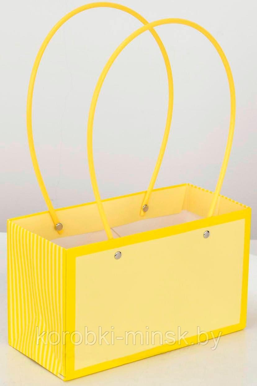 Пакет подарочный "Мастхэв"  22*11*14см прямоугольный, Пастельно-желтый/желтый