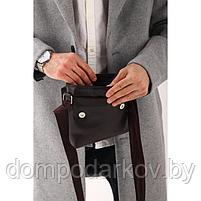 Планшет мужской на молнии, наружный карман, длинный ремень, цвет коричневый, фото 8