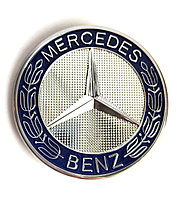 Эмблема MERCEDES 57/30мм a2048170616 (2 штыря синяя пластик)