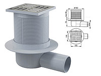 Сливной трап 105х105/50, подводка-боковая, решетка-нерж.сталь, гидрозатвор-комбинированый, Alcaplast