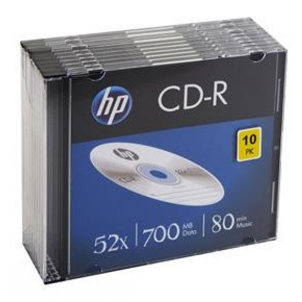 Диск CD-R 700Mb HP 52x в футляре slim 10 шт. - фото 1 - id-p203390276