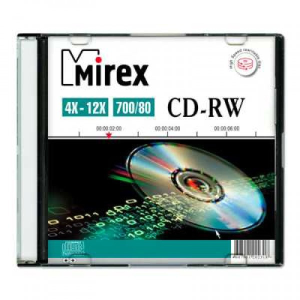 Диск CD-RW Mirex 700 Мб 4-12x Slim case UL121002A8S - фото 1 - id-p203390277