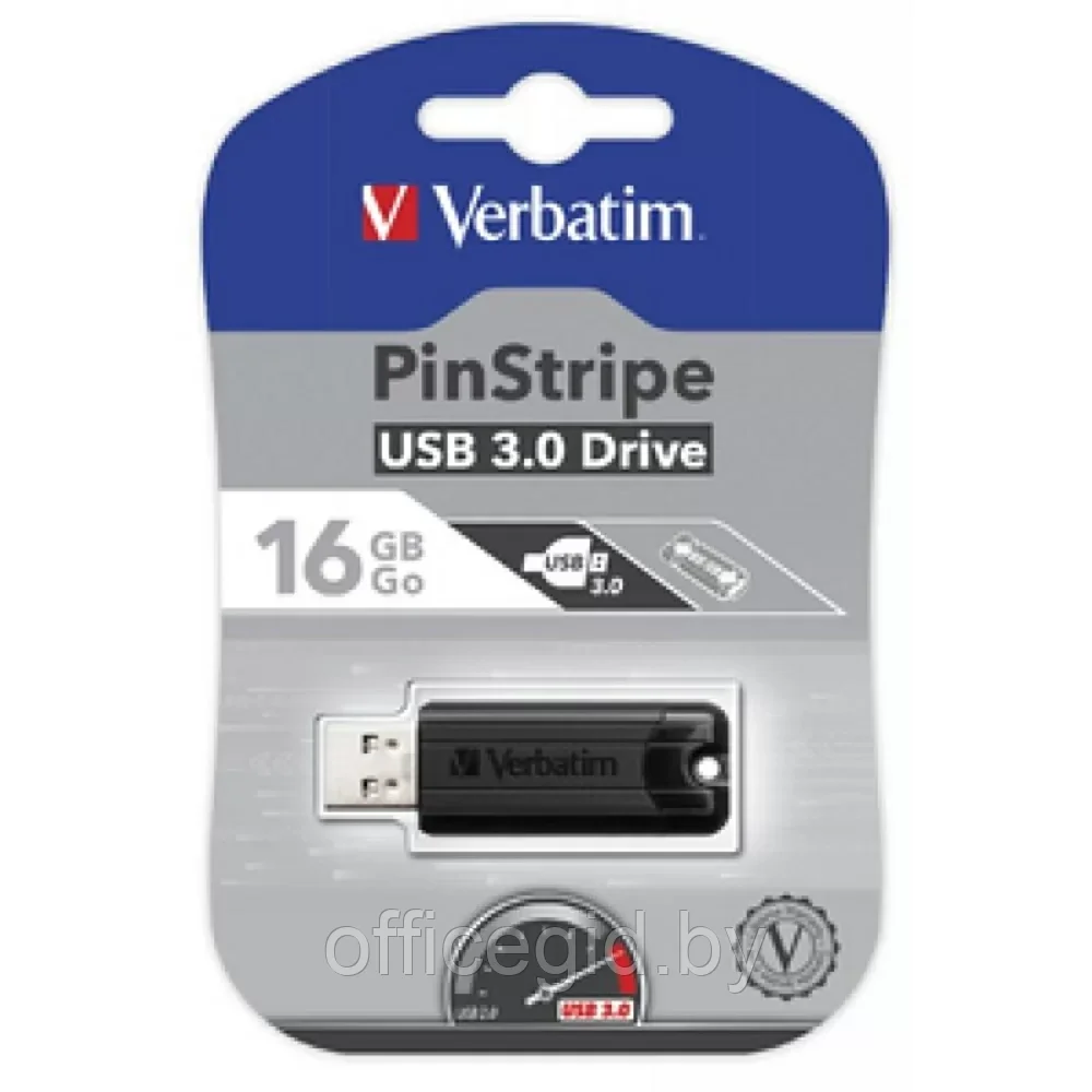 USB-накопитель "PinStripe Store 'n' Go", 16 гб, usb 3.0, черный