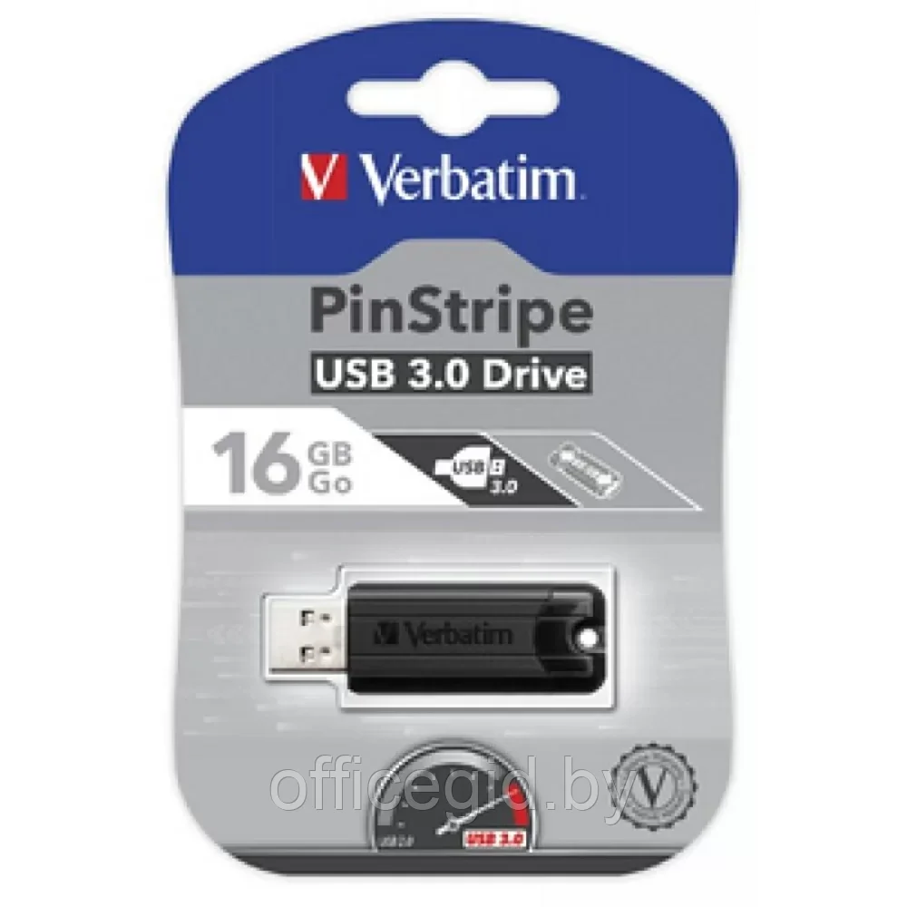 USB-накопитель "PinStripe Store 'n' Go", 16 гб, usb 3.0, черный - фото 1 - id-p203423523