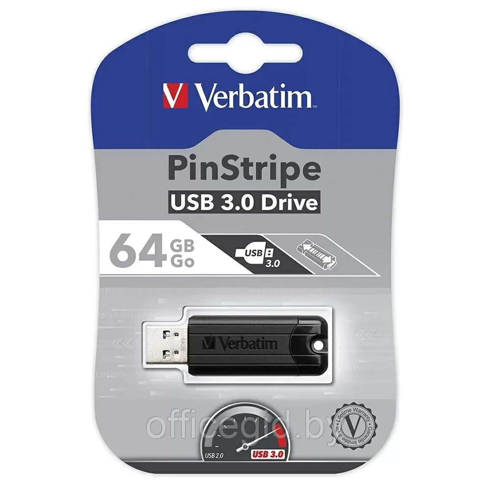 USB-накопитель "PinStripe Store 'n' Go", 64 гб, usb 3.0, черный - фото 6 - id-p203423525