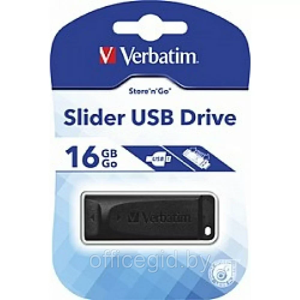 USB-накопитель "Slider", 64 гб, usb 2.0, черный - фото 2 - id-p203423528
