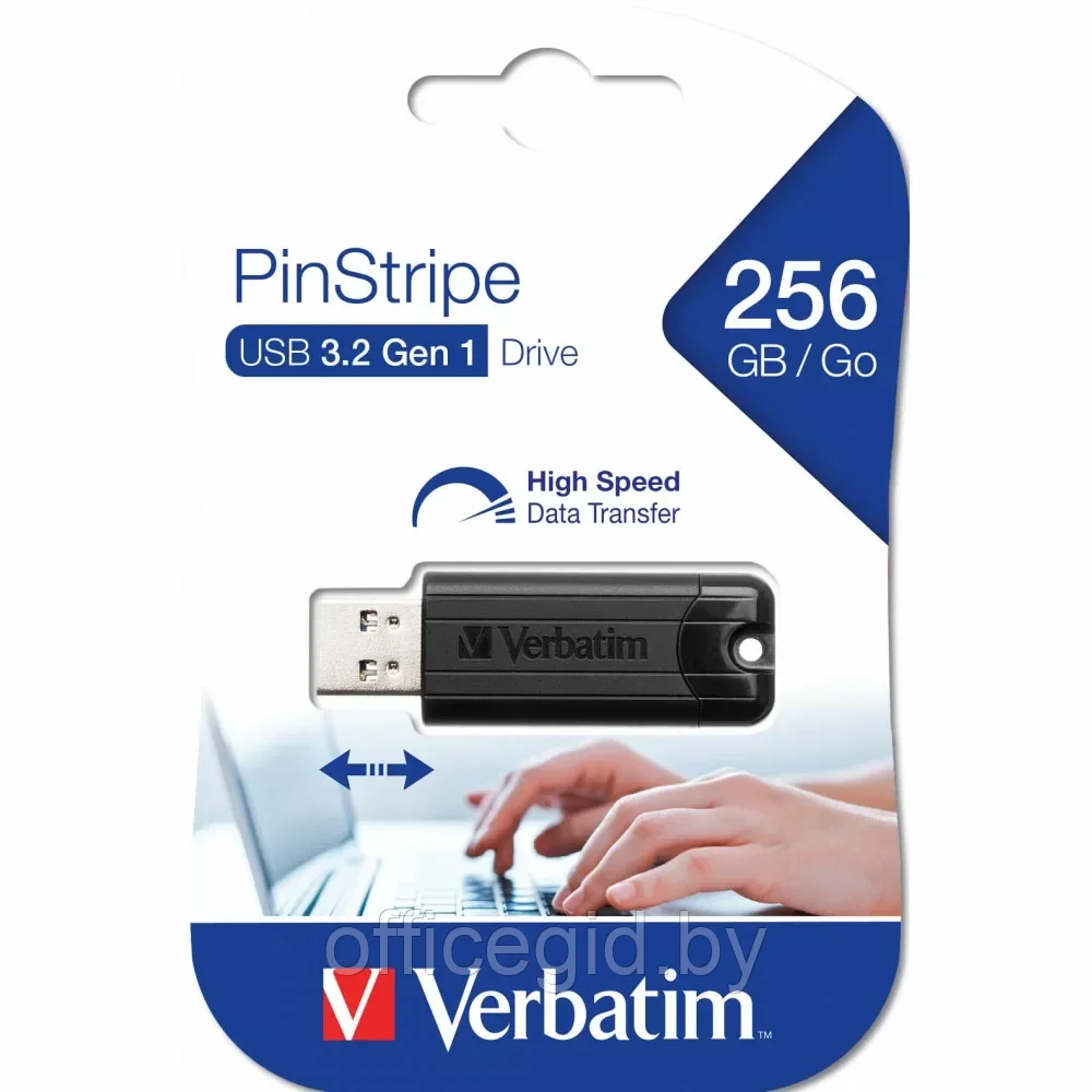 Карта памяти USB Flash 3.0 256 Gb "PinStripe Store 'n' Go", пластик, черный