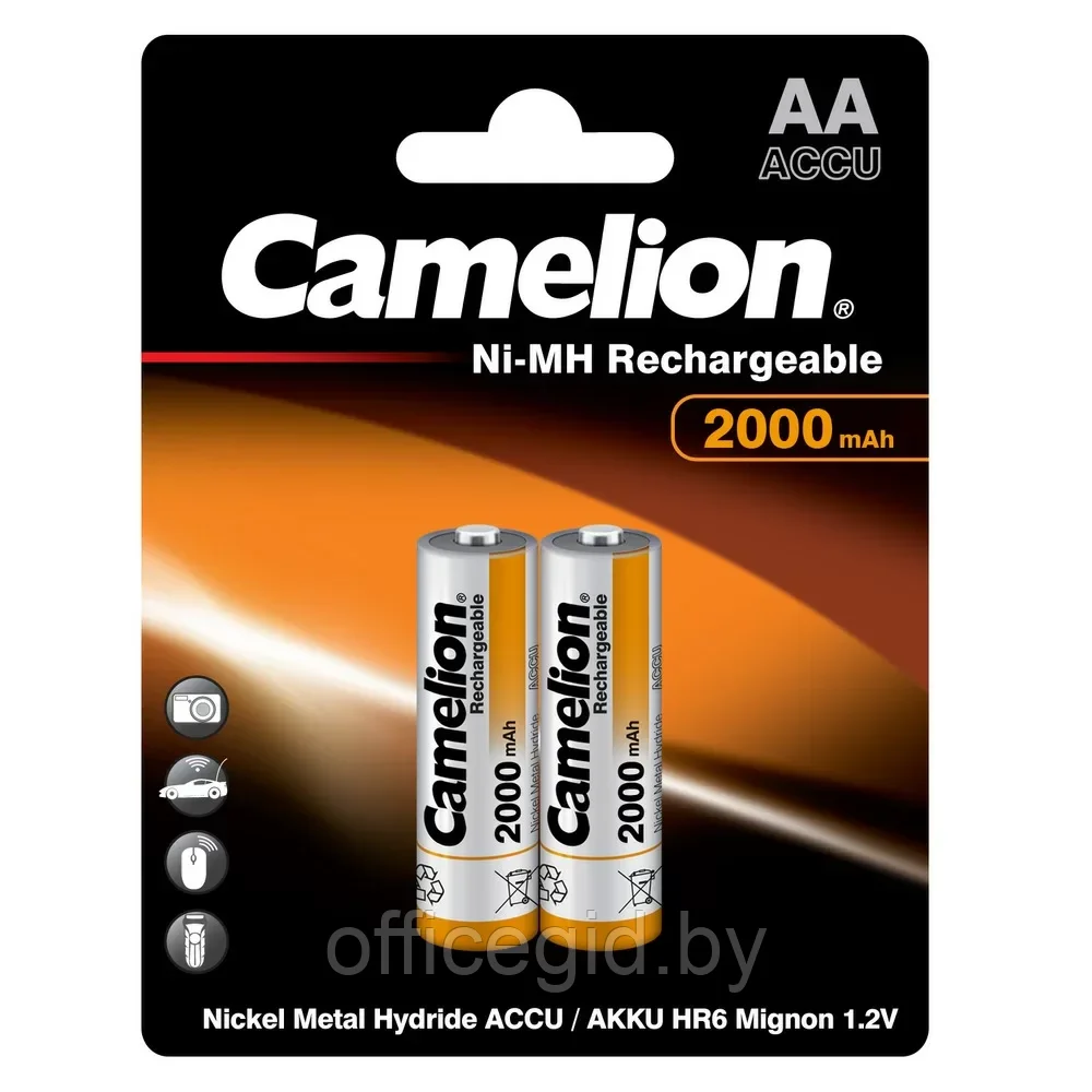 Аккумуляторы "Camelion NH-AA2000BP2", AA, Ni-Mh, 2 шт.