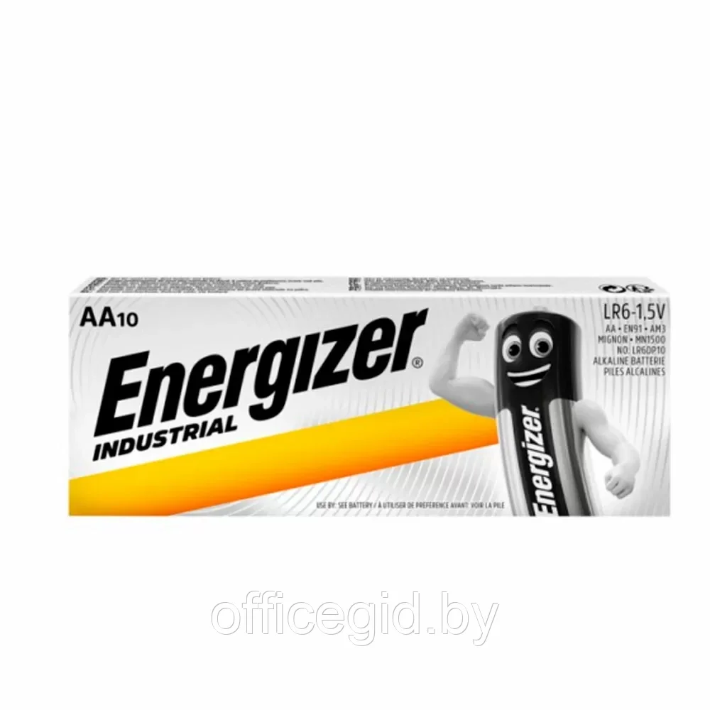 Батарейки алкалиновые Energizer "Industrial AA/LR6", 10шт, щелочные