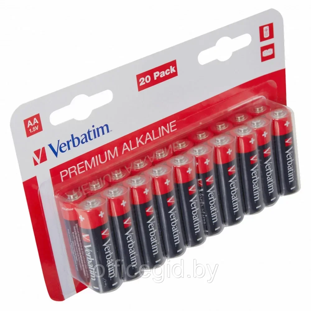 Батарейки алкалиновые Verbatim "AA/LR6", 20шт, щелочные - фото 2 - id-p203423560