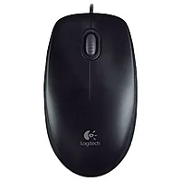 Мышь Logitech "Mouse B100", проводная, 800 dpi, 3 кнопки, черный