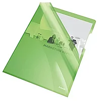 Папка-уголок "Кристалл", A4, 150 мк, пластик, зеленый