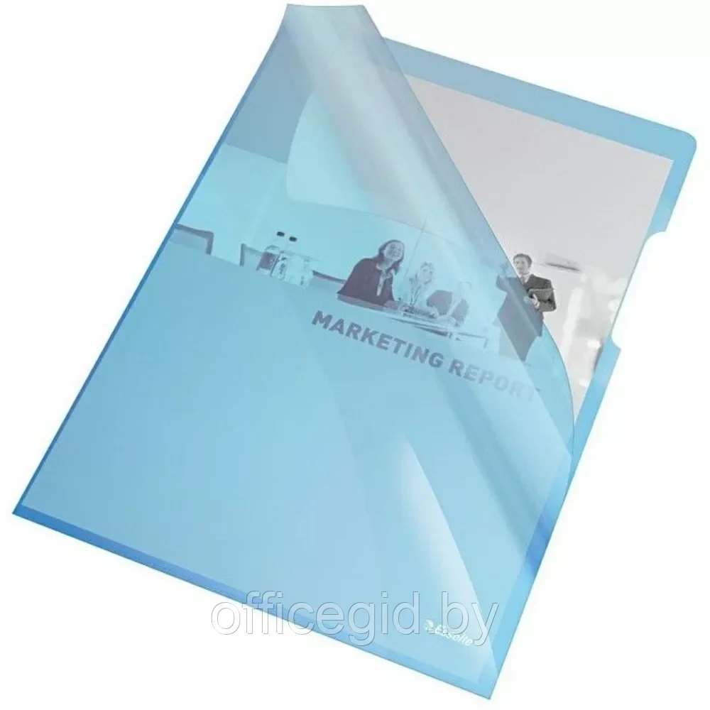 Папка-уголок "Кристалл", A4, 150 мк, пластик, синий - фото 1 - id-p203424058