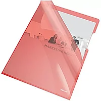 Папка-уголок "Кристалл", A4, 150 мк, пластик, красный