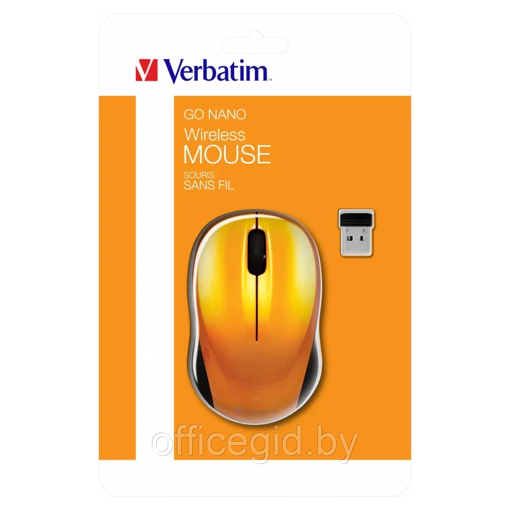 Мышь Verbatim 49045, беспроводная, 1600 dpi, 3 кнопки, оранжевый - фото 4 - id-p203423574