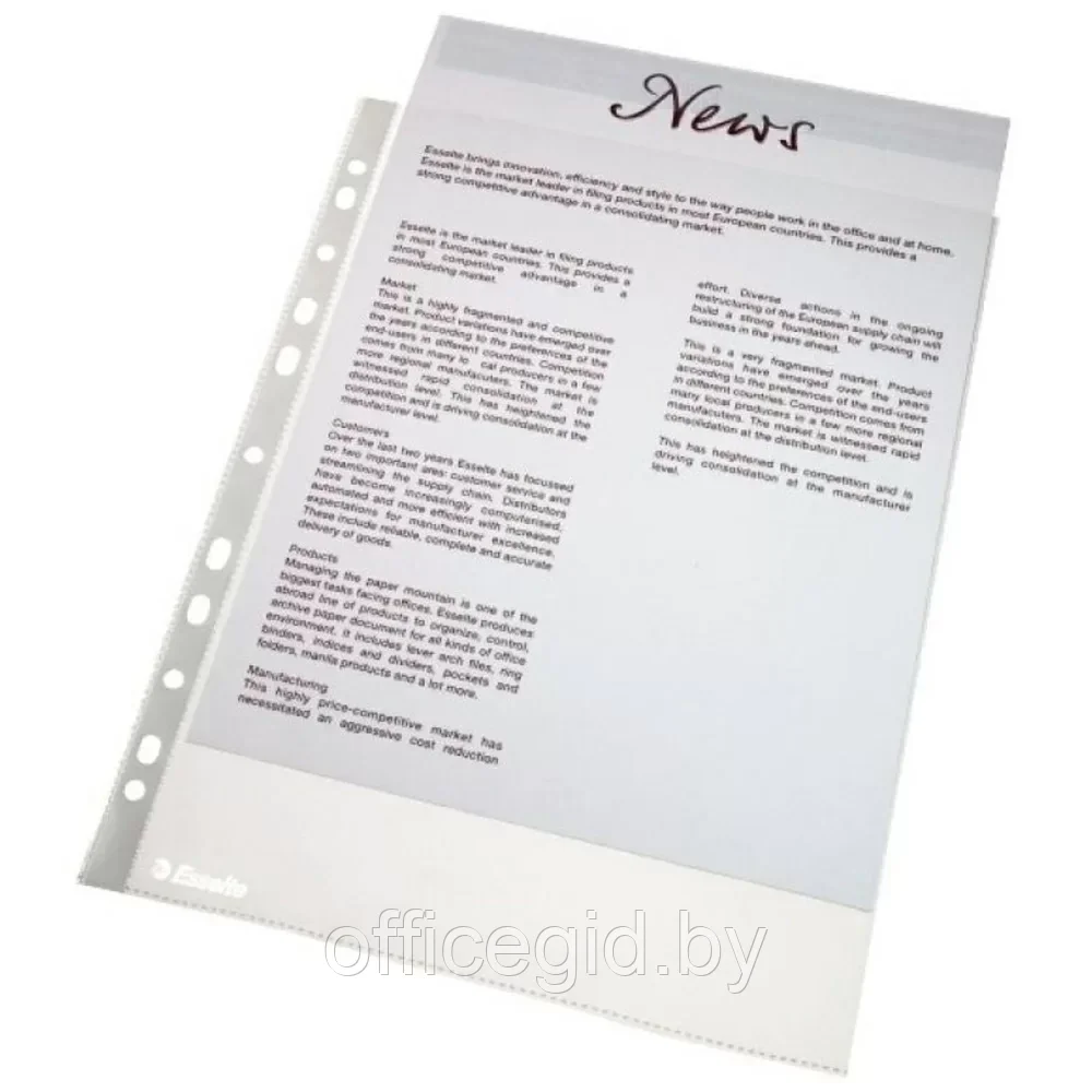 Файл (папка-карман) "Стандарт", A4, 100 шт, 45 мкм, прозрачный