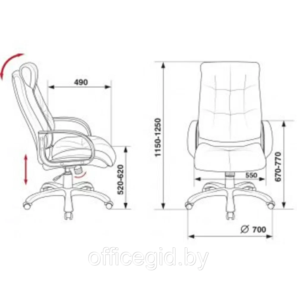 Кресло для руководителя "Бюрократ CH-824B", кожзам, пластик, черный - фото 6 - id-p203426026