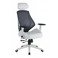 Кресло для руководителя "SPACE", сетка, ткань, экокожа, белый, серый