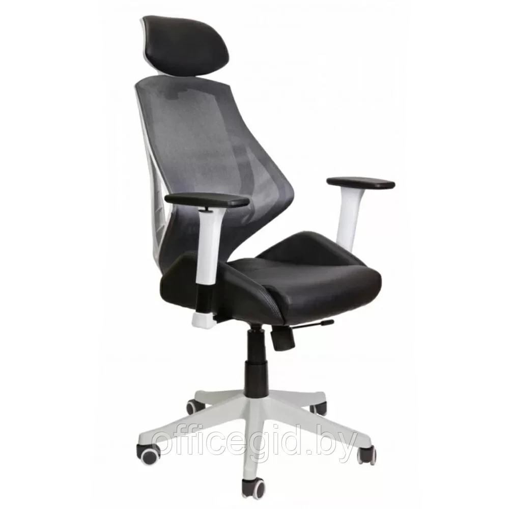 Кресло для руководителя "SPACE", ткань, сетка, экокожа, черный, серый - фото 1 - id-p203426031