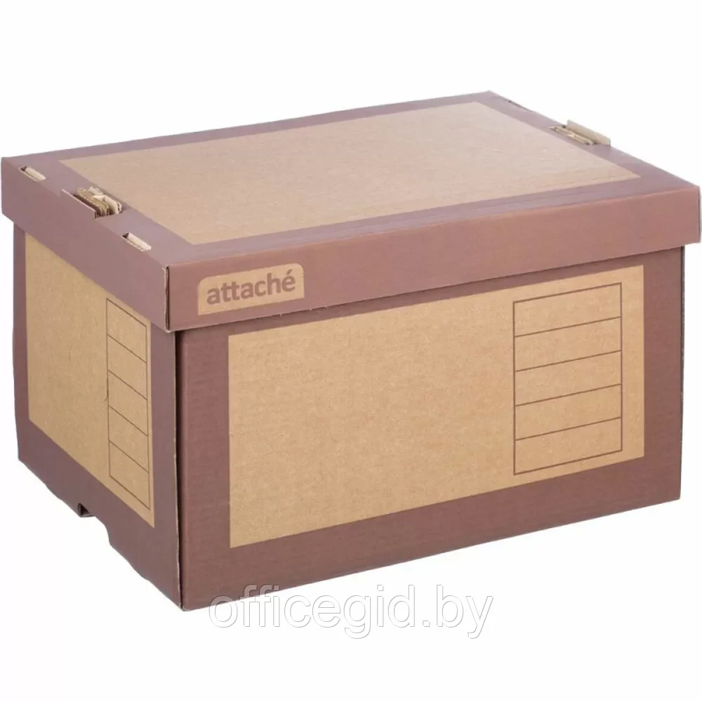 Короб архивный "Attache" с крышкой, 410x263x328 мм, коричневый - фото 1 - id-p203424119