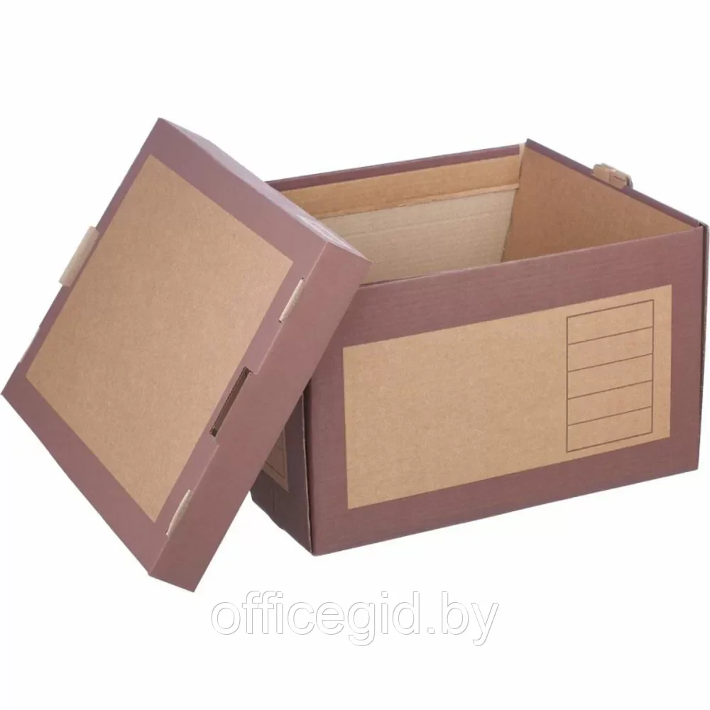 Короб архивный "Attache" с крышкой, 410x263x328 мм, коричневый - фото 2 - id-p203424119