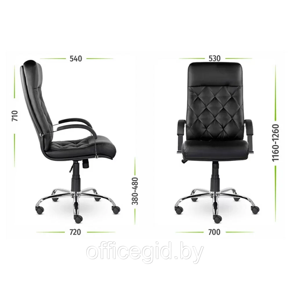 Кресло для руководителя Верона К-10 В хром "Z-11", кожзам, металл, черный - фото 6 - id-p203426037