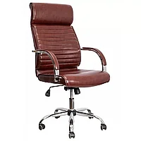 Кресло для руководителя Alexander chrome, экокожа, хром, коричневый