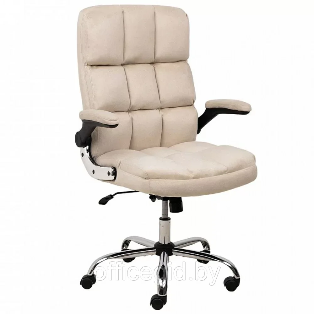 Кресло для руководителя "Caesar chrome", вельвет, хром, светло-бежевый - фото 1 - id-p203426041