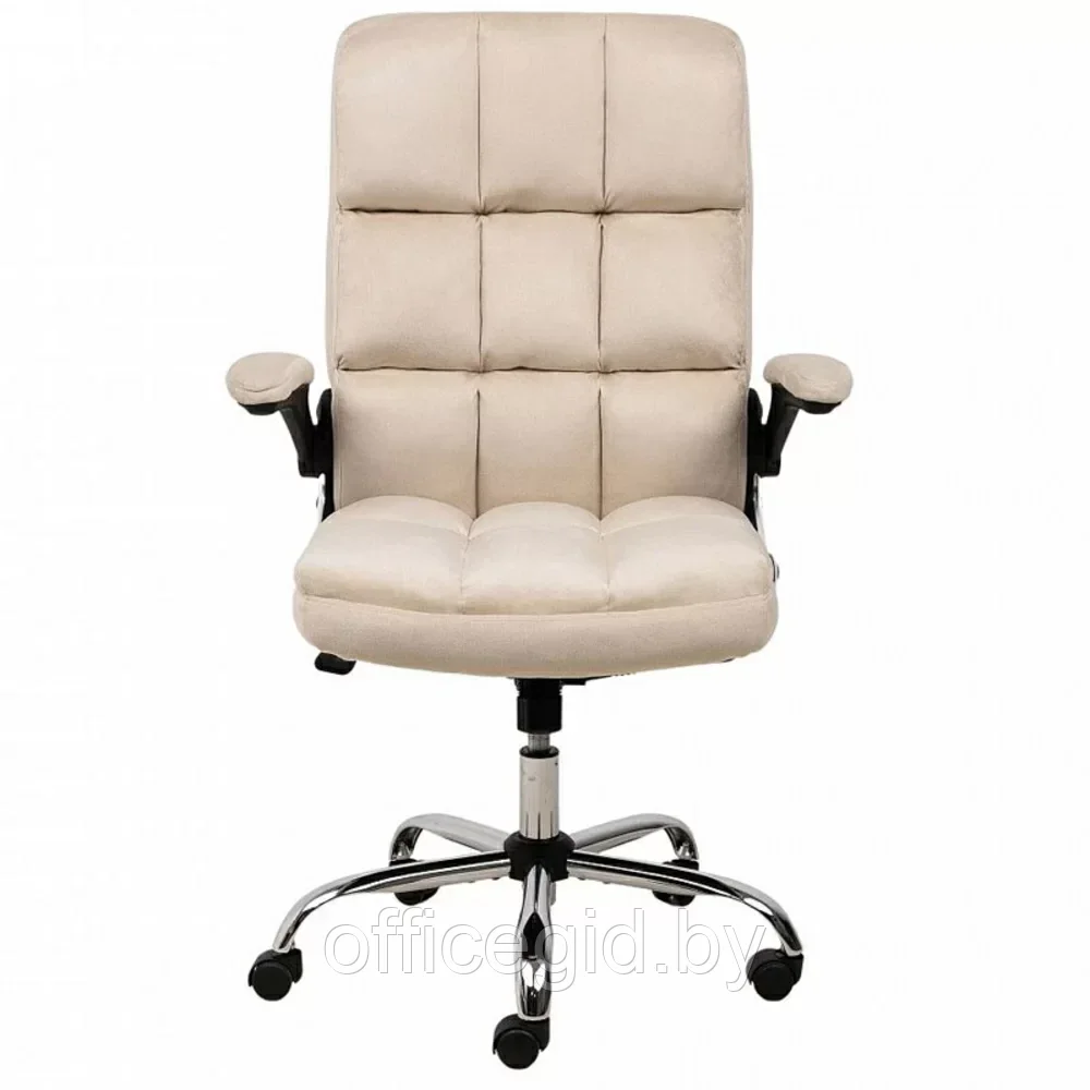Кресло для руководителя "Caesar chrome", вельвет, хром, светло-бежевый - фото 3 - id-p203426041