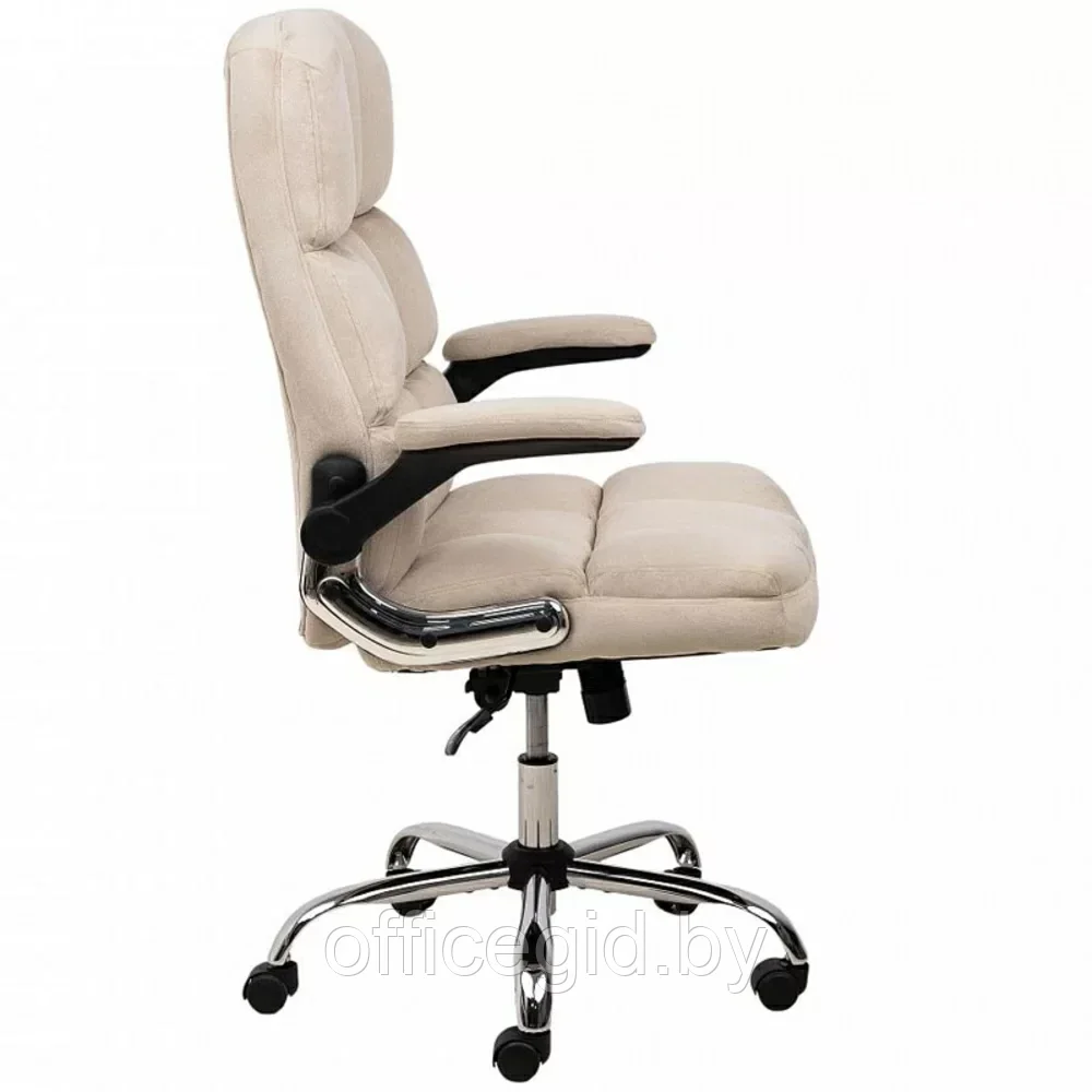 Кресло для руководителя "Caesar chrome", вельвет, хром, светло-бежевый - фото 4 - id-p203426041