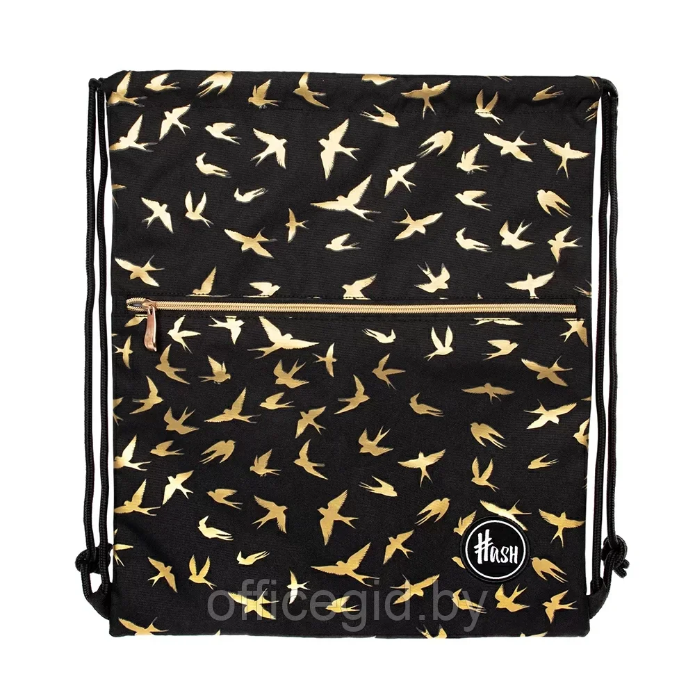 Мешок для обуви "Hash golden birds", чёрный - фото 1 - id-p203428034