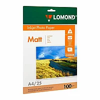 Фотобумага матовая для струйной фотопечати "Lomond", A4, 25 листов, 100 г/м2