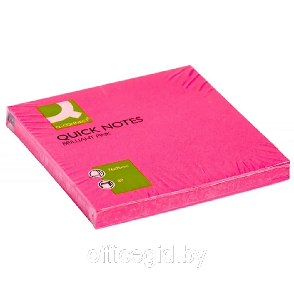 Бумага для заметок "Q-Connect", 76x76 мм, 75 листов, розовый неон - фото 1 - id-p203423648
