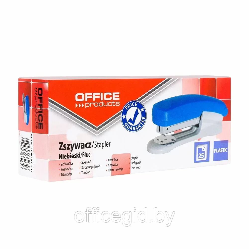 Скобосшиватель "Office Products", № 24/6, 26/6, 25 листов, синий, серый - фото 2 - id-p203424171