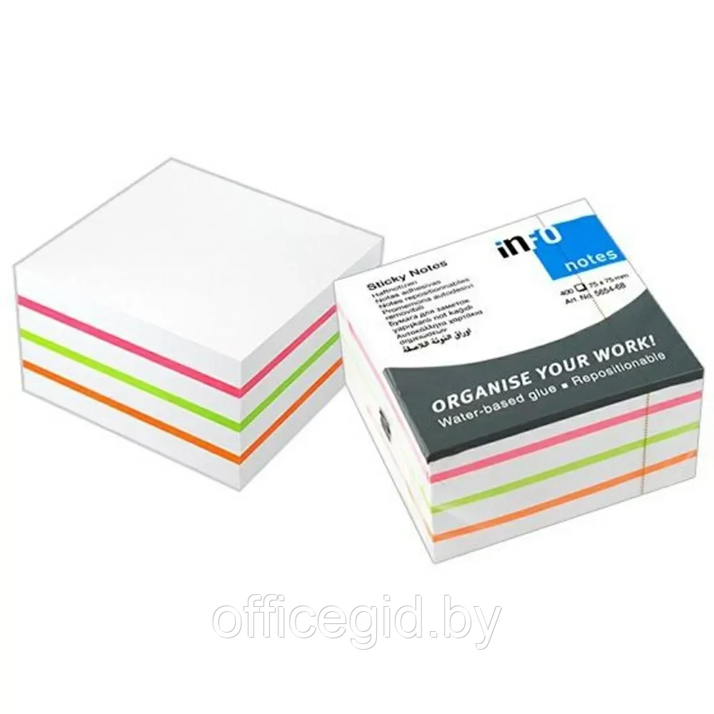 Бумага для заметок "Mix Cube", 75х75 мм, 450 листов, ассорти - фото 1 - id-p203423666