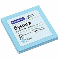 Бумага для заметок на клейкой основе "OfficeSpace", 76x76 мм, 100 листов, голубой