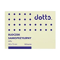 Бумага для заметок на клейкой основе "Dotts", 75x100 мм, 100 листов, желтый