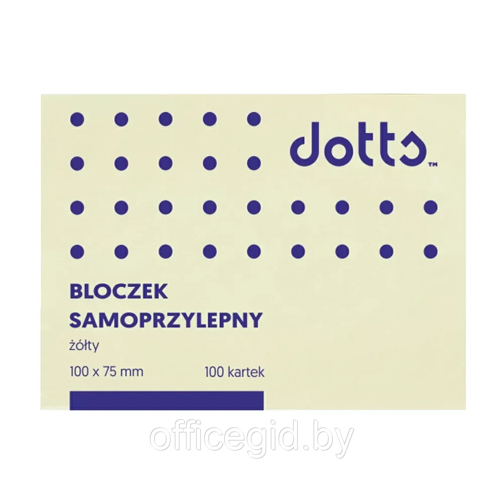 Бумага для заметок на клейкой основе "Dotts", 75x100 мм, 100 листов, желтый - фото 1 - id-p203423675