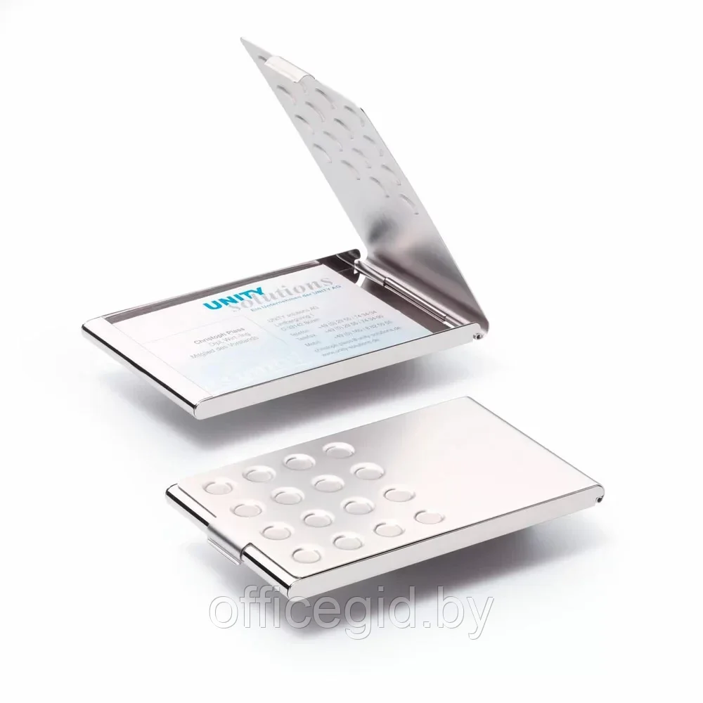 Визитница карманная "Business Card Box Chrome", серебристый - фото 3 - id-p203424220