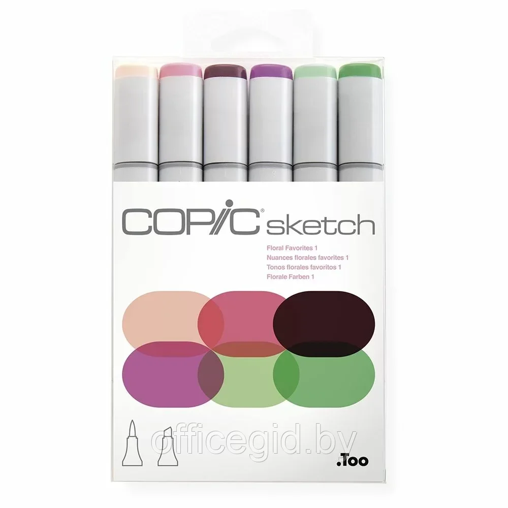 Набор маркеров перманентных "Copic Sketch", 6 цветов, цветочные оттенки 1 - фото 1 - id-p203427143