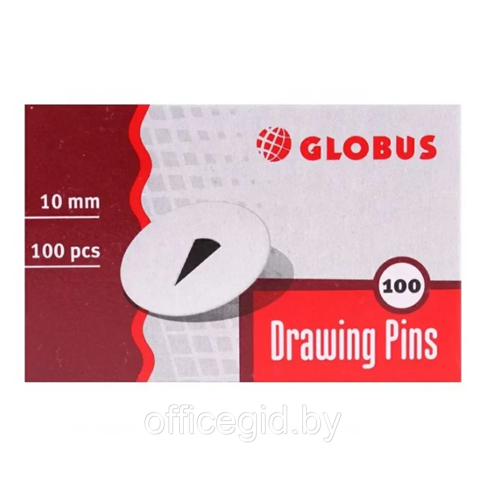 Кнопки-гвоздики "Globus", 100 шт, серебристый - фото 1 - id-p203424295