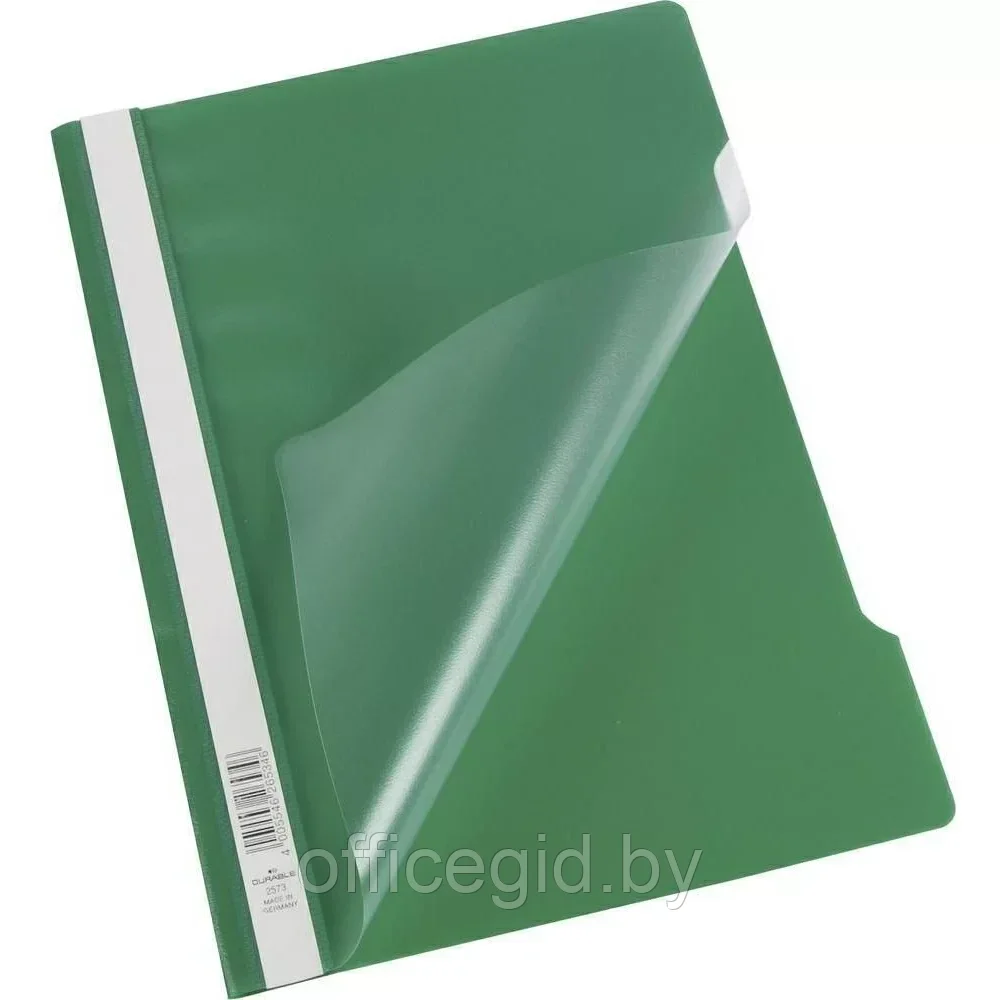 Папка-скоросшиватель с прозрачной обложкой "Durable", A4, зеленый - фото 2 - id-p203423894