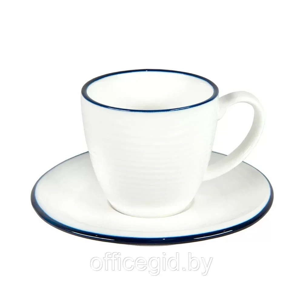 Набор посуды чайник и чашка с блюдцем "Seawave", белый, синий - фото 7 - id-p203427313